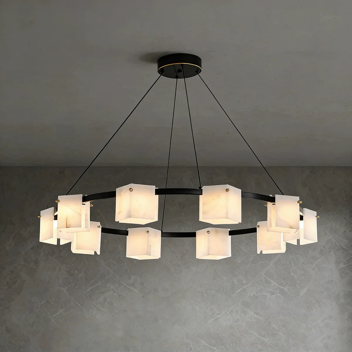 Spanish Alabaster Chandelier View 20 | Natural Spanish Alabaster Trinidad Rhombus Chandelier | Modern Luxury Lighting | JINSHE | JINSHE