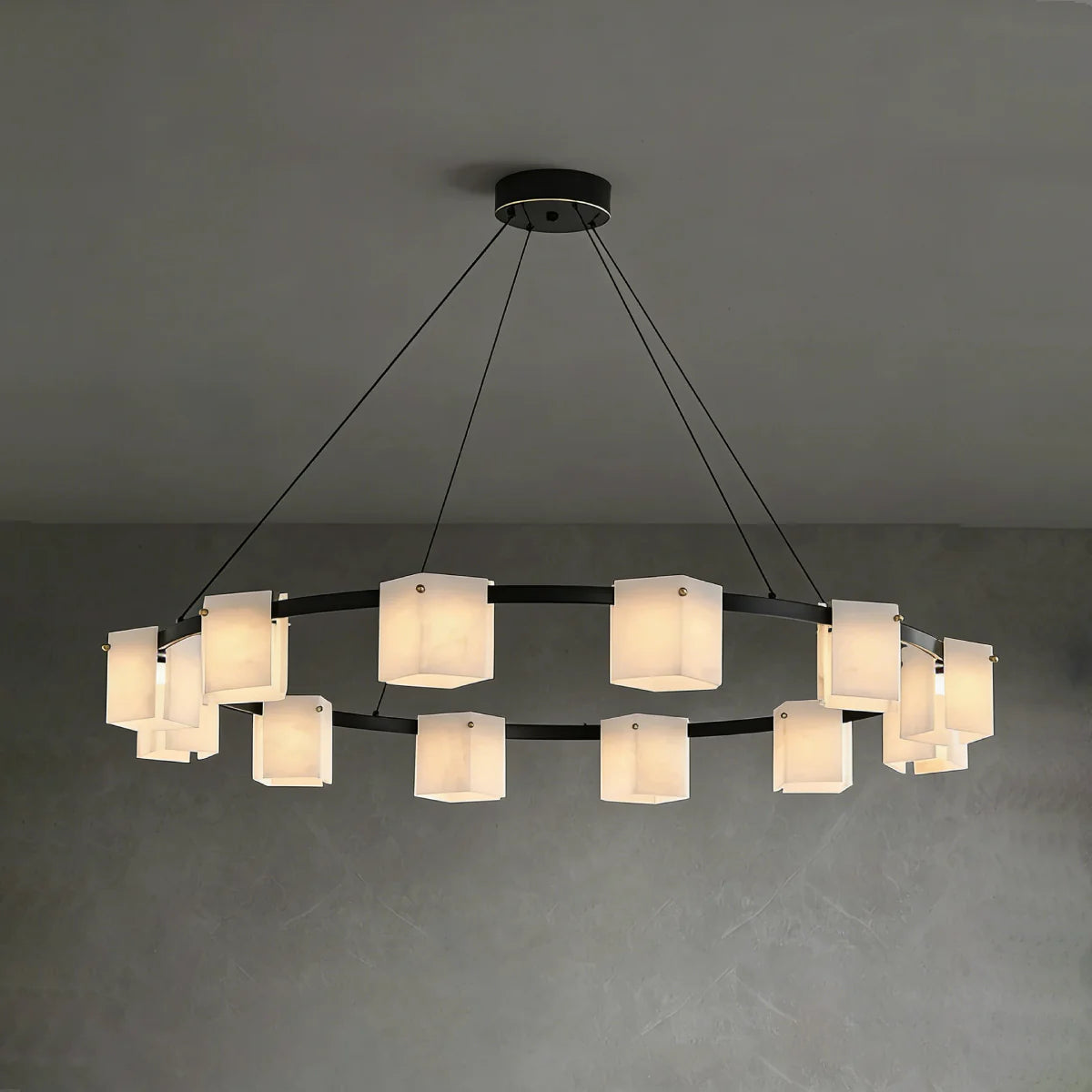 Spanish Alabaster Chandelier View 21 | Natural Spanish Alabaster Trinidad Rhombus Chandelier | Modern Luxury Lighting | JINSHE | JINSHE