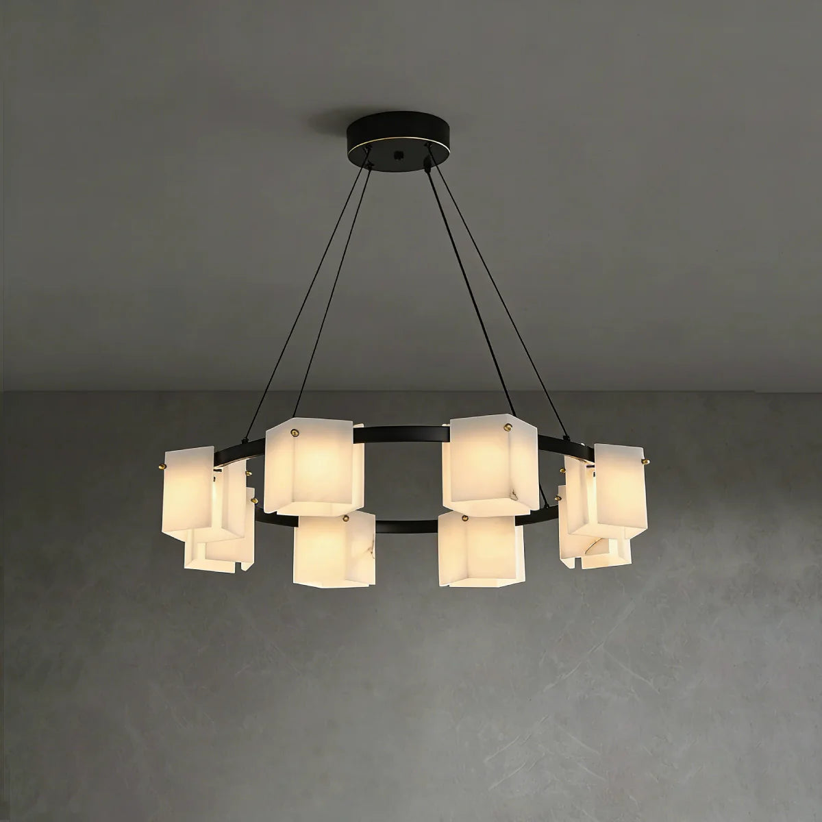 Spanish Alabaster Chandelier View 19 | Natural Spanish Alabaster Trinidad Rhombus Chandelier | Modern Luxury Lighting | JINSHE | JINSHE