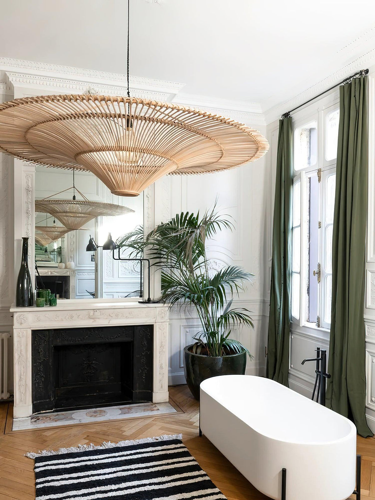 Woven Rattan craftsmanship detail on Troy Lighting Costa Mesa Curated Woven Rattan Ch