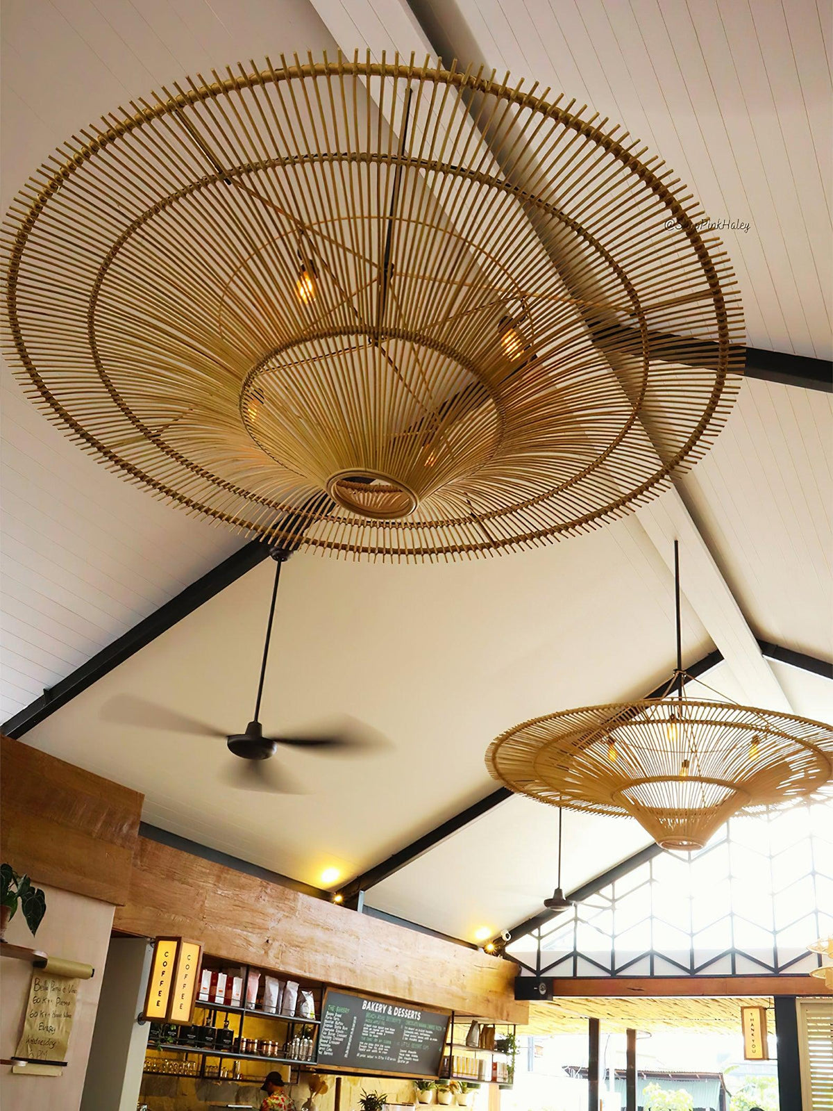 Troy Lighting Costa Mesa Curated Woven Rattan Ch – macro detail view