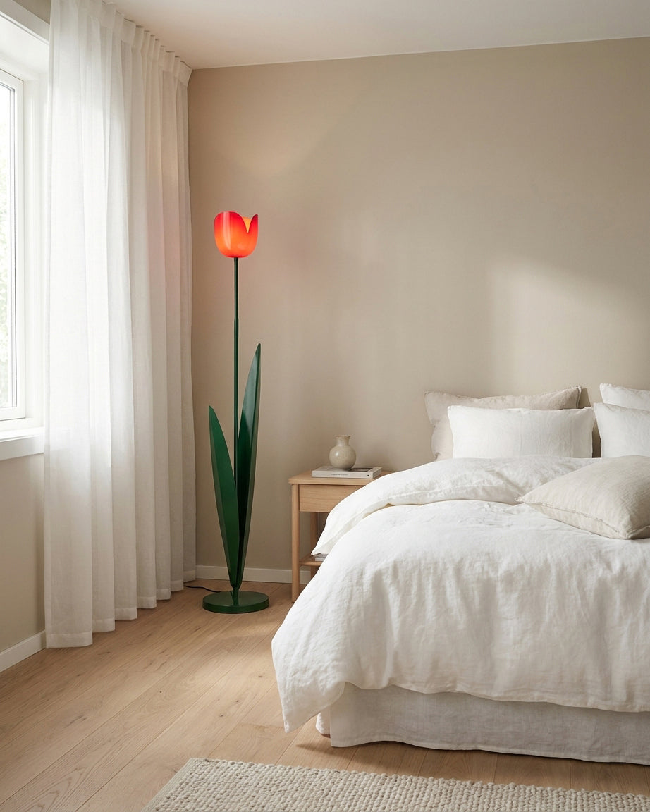 Tularia Tulip Floor Curated Iron & Glass Floor L – illuminated warm ambiance setting