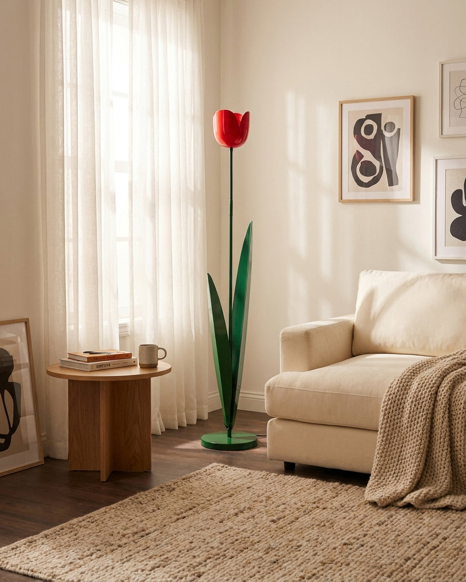 Tularia Tulip Floor Curated Iron & Glass Floor L – full fixture elevation view