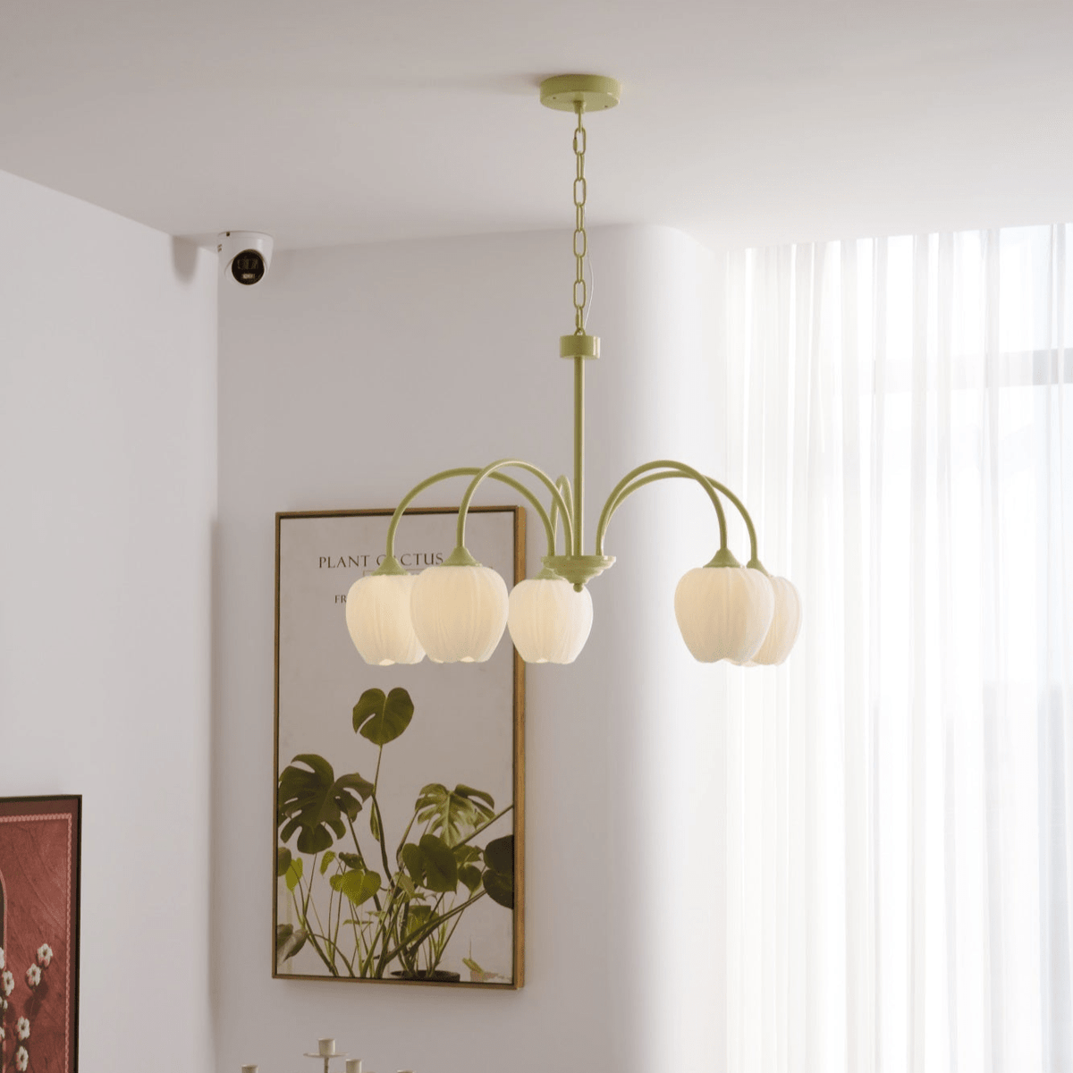 Tulip Matcha Curated Mouth-Blown Frosted Glass C – full fixture elevation view