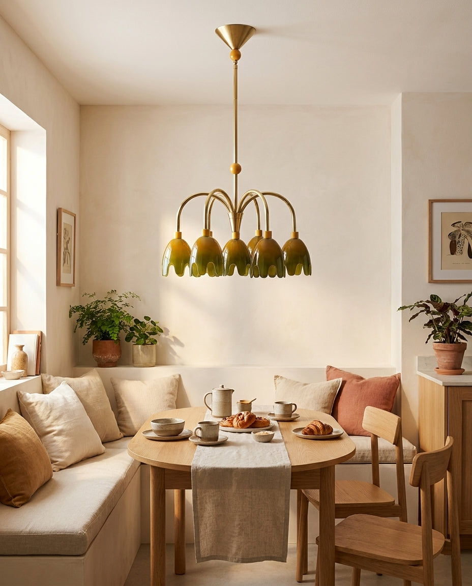 Tulivane Curated Amber Art Glass Chandelier – architectural ceiling profile