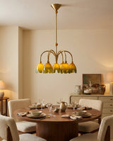Tulivane Curated Amber Art Glass Chandelier – handcrafted surface texture