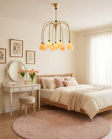 Tulivane Curated Amber Art Glass Chandelier – full fixture elevation view