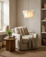 Tullora Curated Iron & Glass Pendant Light – unlit natural material contrast