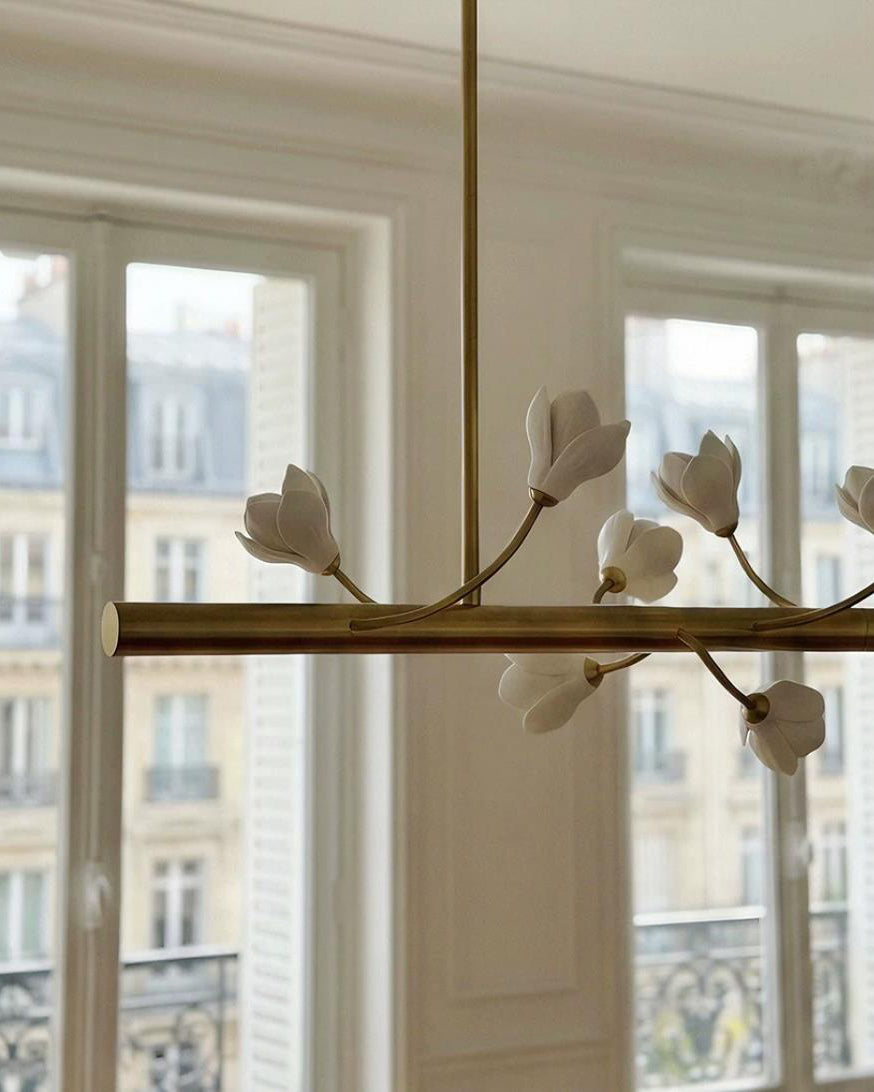 Tuloria Curated Solid Brass Chandelier – structural canopy joint detail