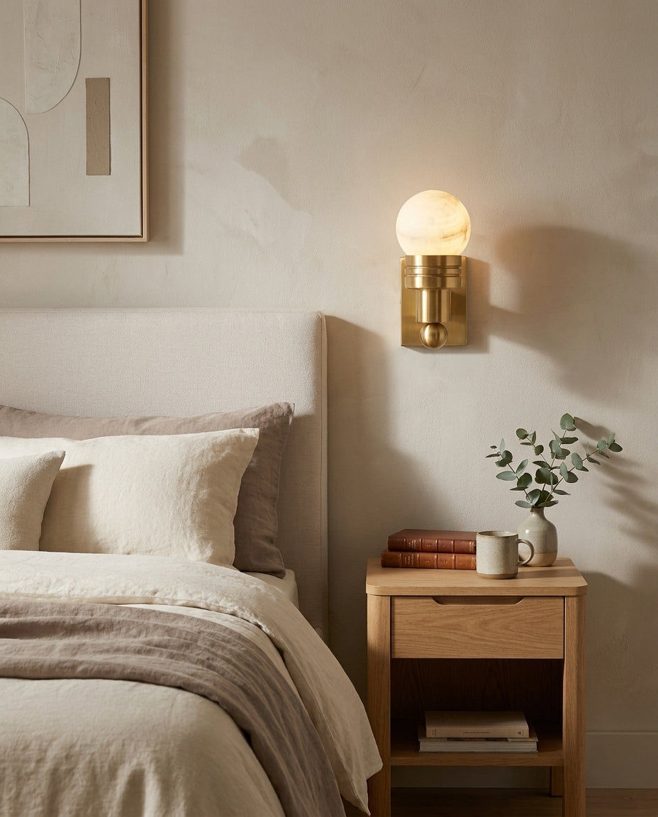 Tupelo Alabaster Curated Alabaster Wall Sconce – dimensional scale reference