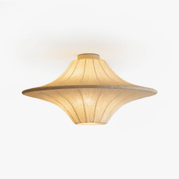 Silk Wabi-Sabi Ceiling Light | Designer Cream Bedroom Flush Mount | JINSHE
