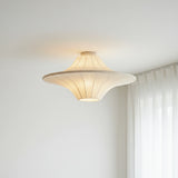 UFO Silk Ceiling Light View 6 | Silk Wabi-Sabi Ceiling Light | Designer Cream Bedroom Flush Mount | JINSHE | JINSHE