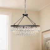 Unique Tiered Crystal Curated Washi Paper Chande installed in residential dining space