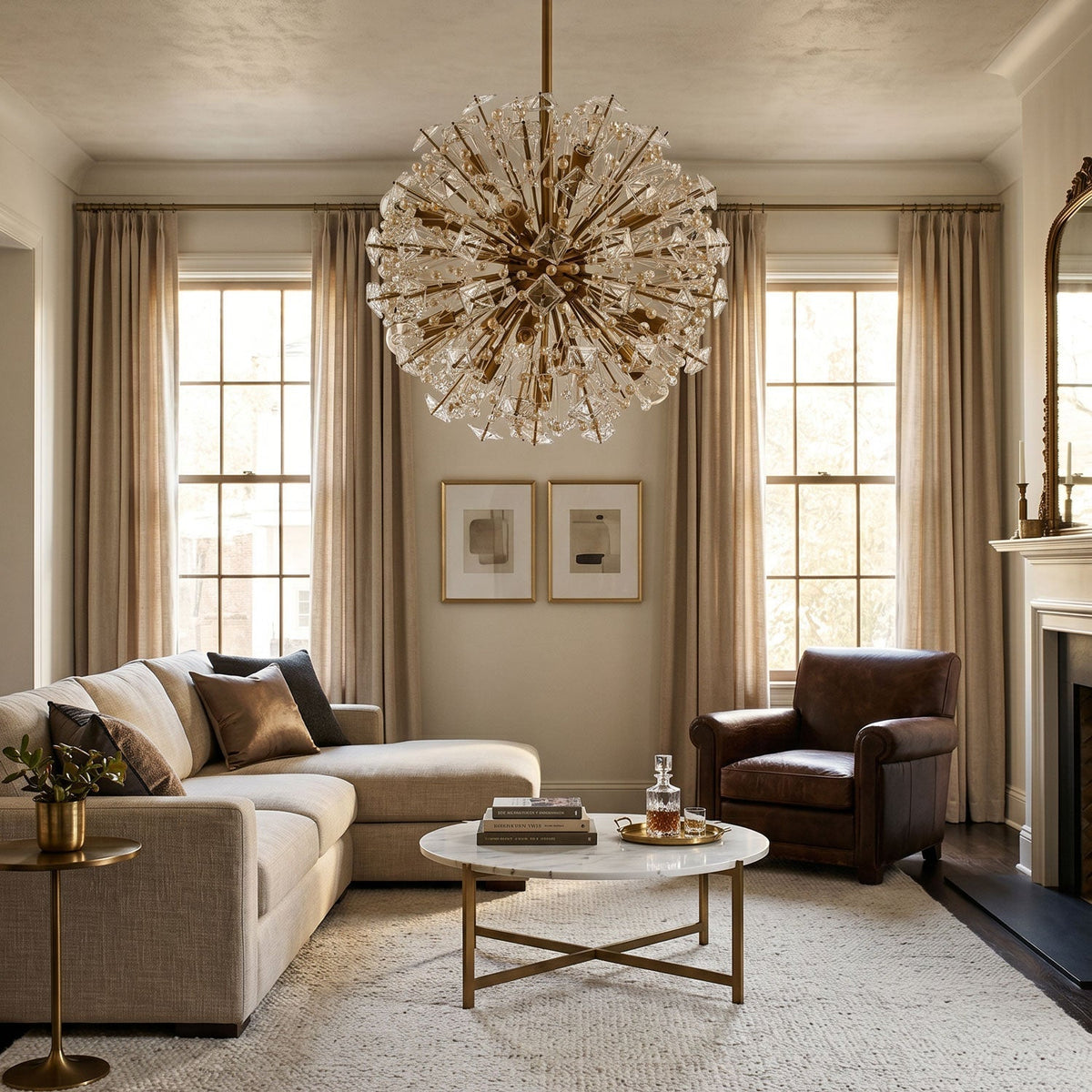 Dickinson Curated K9 Bohemian Crystal Chandelier installed in residential dining space