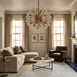 Dickinson Curated K9 Bohemian Crystal Chandelier installed in residential dining space