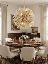 Dickinson Curated K9 Bohemian Crystal Chandelier warm illuminated room view