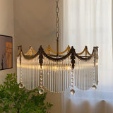 Vacarro Curated Mouth-Blown Frosted Glass Chande warm illuminated room view