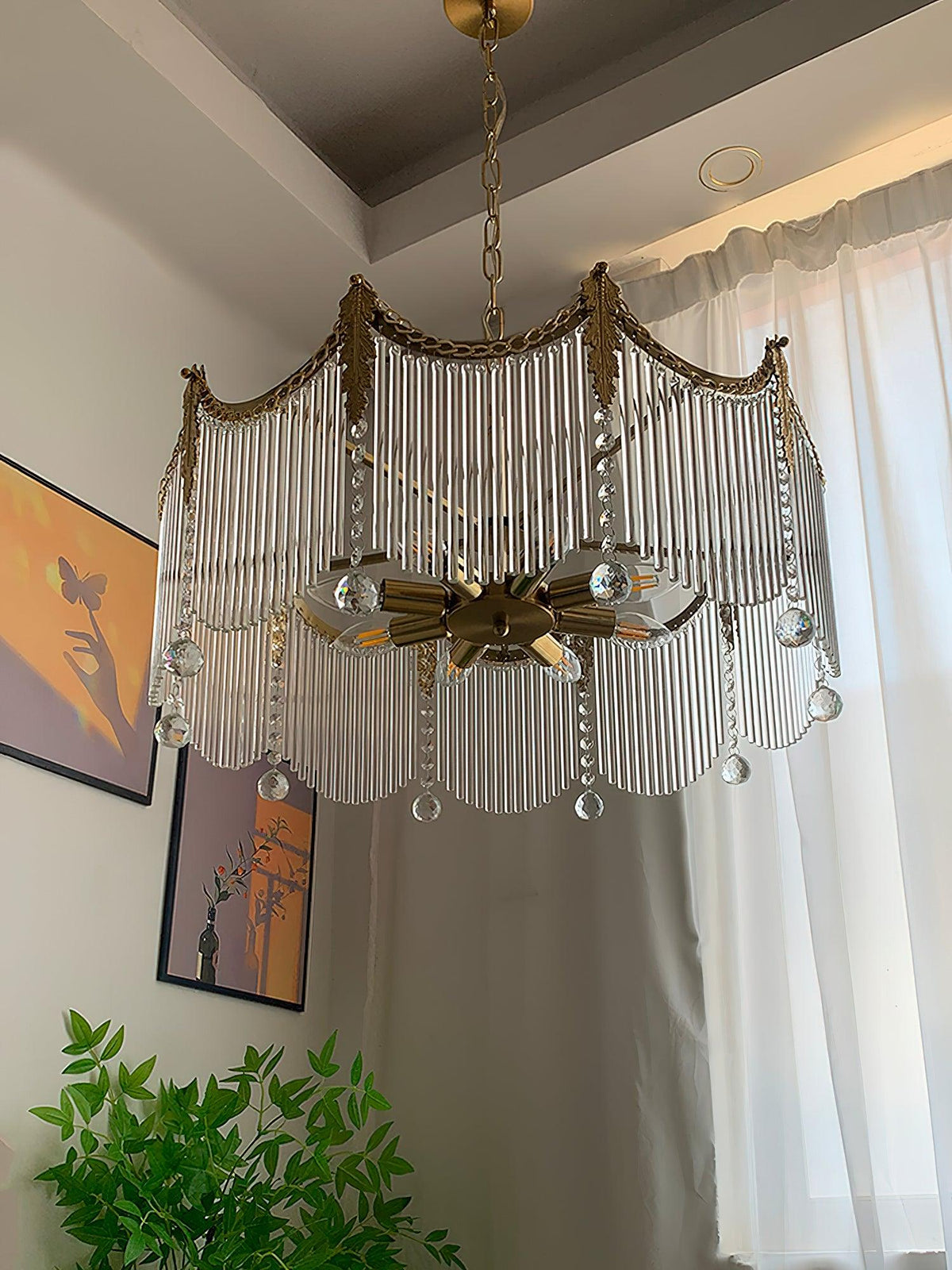 Vacarro Curated Mouth-Blown Frosted Glass Chande – architectural ceiling profile
