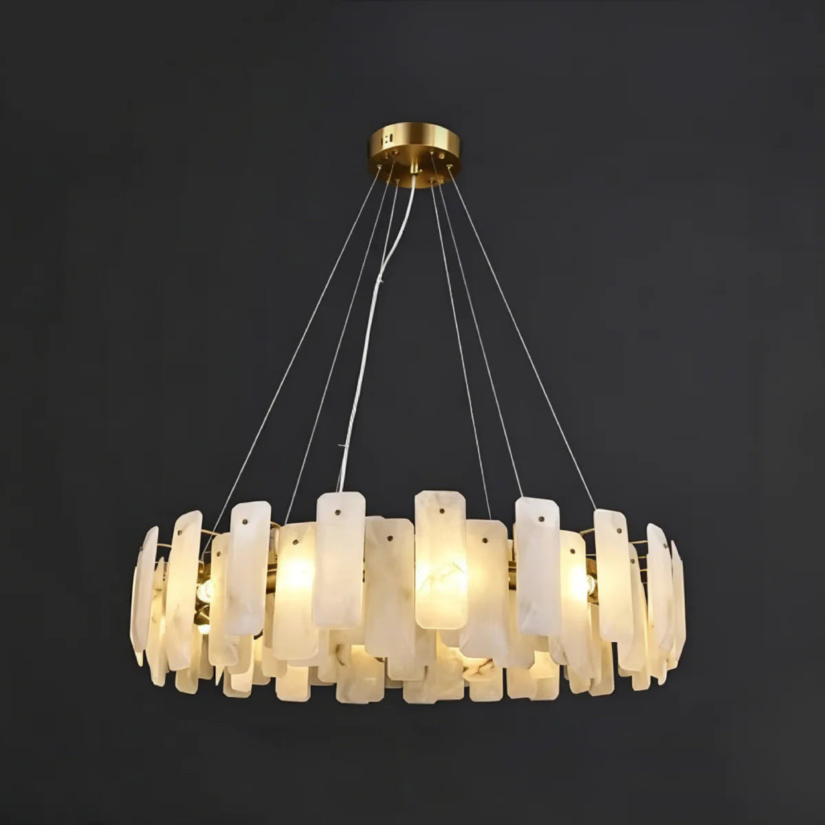 Spanish Alabaster Chandelier View 16 | Vakker Alabaster Halo Chandelier | JINSHE | JINSHE