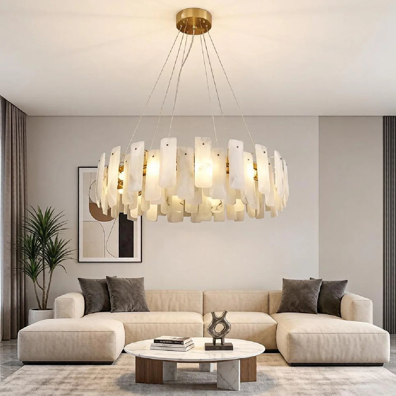 Spanish Alabaster Chandelier View 5 | Vakker Alabaster Halo Chandelier | JINSHE | JINSHE