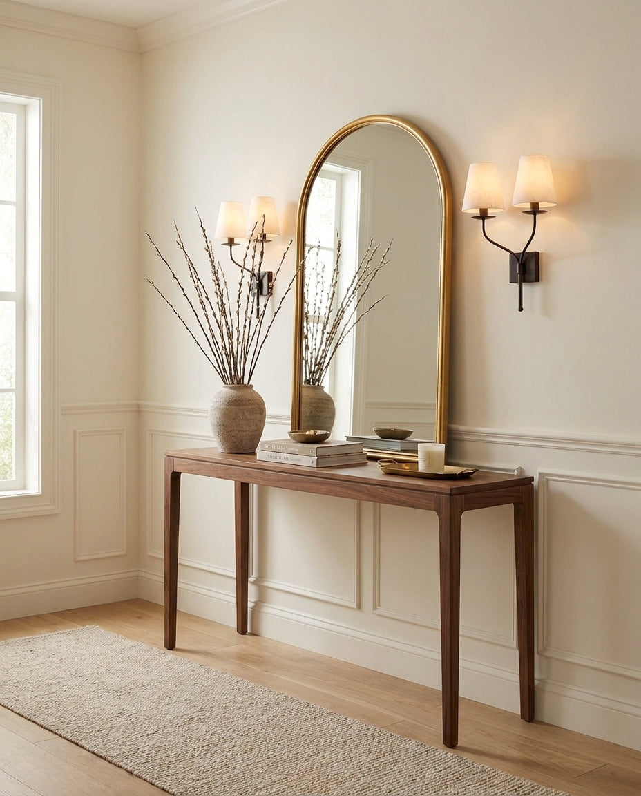 Valenora Alabaster Curated Alabaster Wall Sconce warm illuminated room view