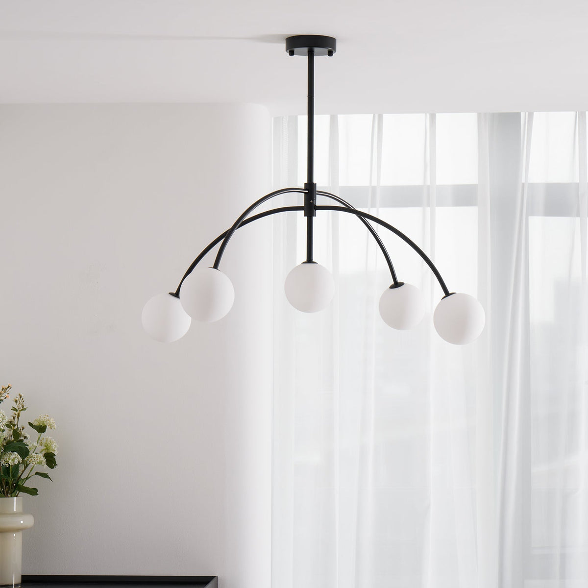 Valentina Arc Curated Mouth-Blown Frosted Glass – unlit natural material contrast