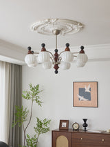 Valerio Curated Mouth-Blown Frosted Glass Chande – unlit natural material contrast