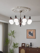 Valerio Curated Mouth-Blown Frosted Glass Chande – spatial dining room perspective