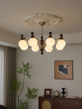 Valerio Curated Mouth-Blown Frosted Glass Chande – full fixture elevation view