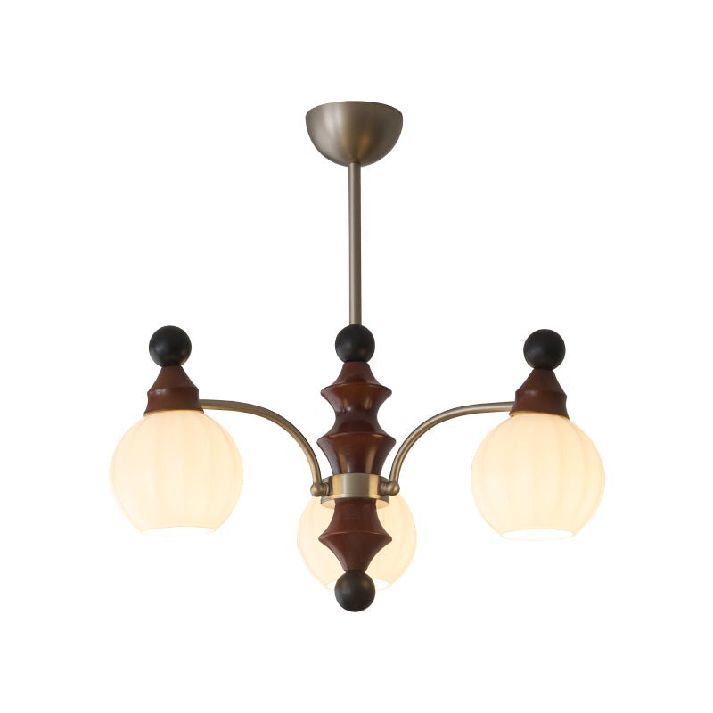 Valerio Curated Mouth-Blown Frosted Glass Chande – illuminated warm ambiance setting #1