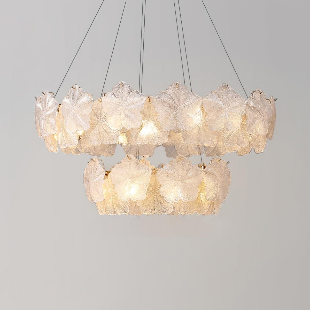 Valery Curated Mouth-Blown Frosted Glass Chandel – ∅ 19.6 + 31.5 x H 19.6  Dia 50cm + 80cm  finish configuration