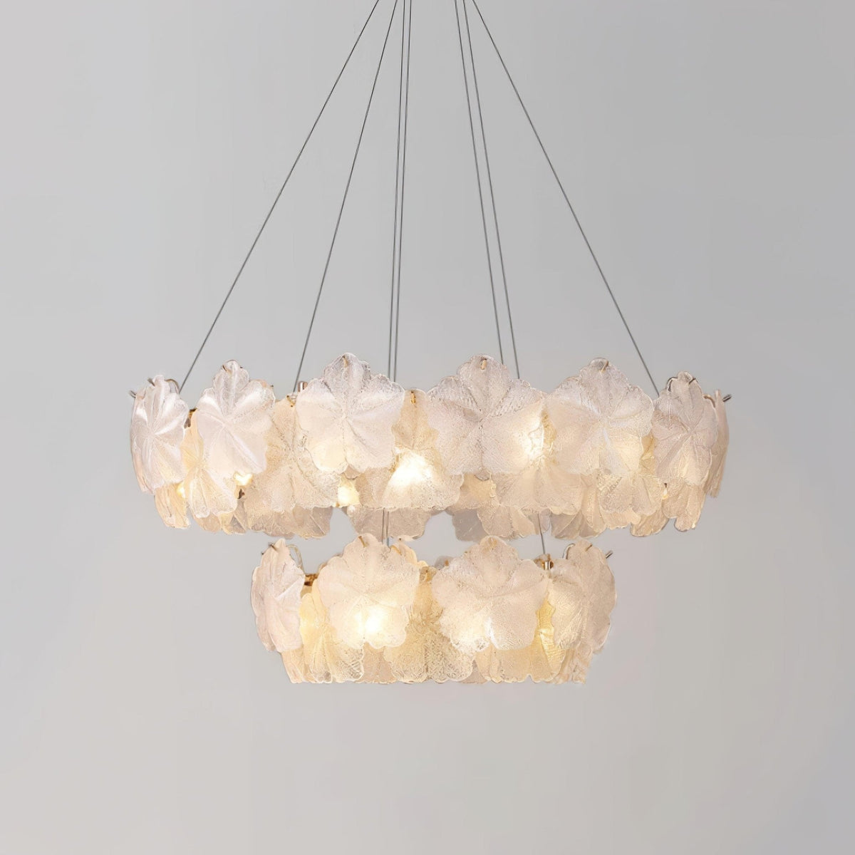 Mouth-Blown Frosted Glass craftsmanship detail on Valery Curated Mouth-Blown Frosted Glass Chandel
