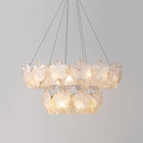 Valery Curated Mouth-Blown Frosted Glass Chandel – unlit natural material contrast