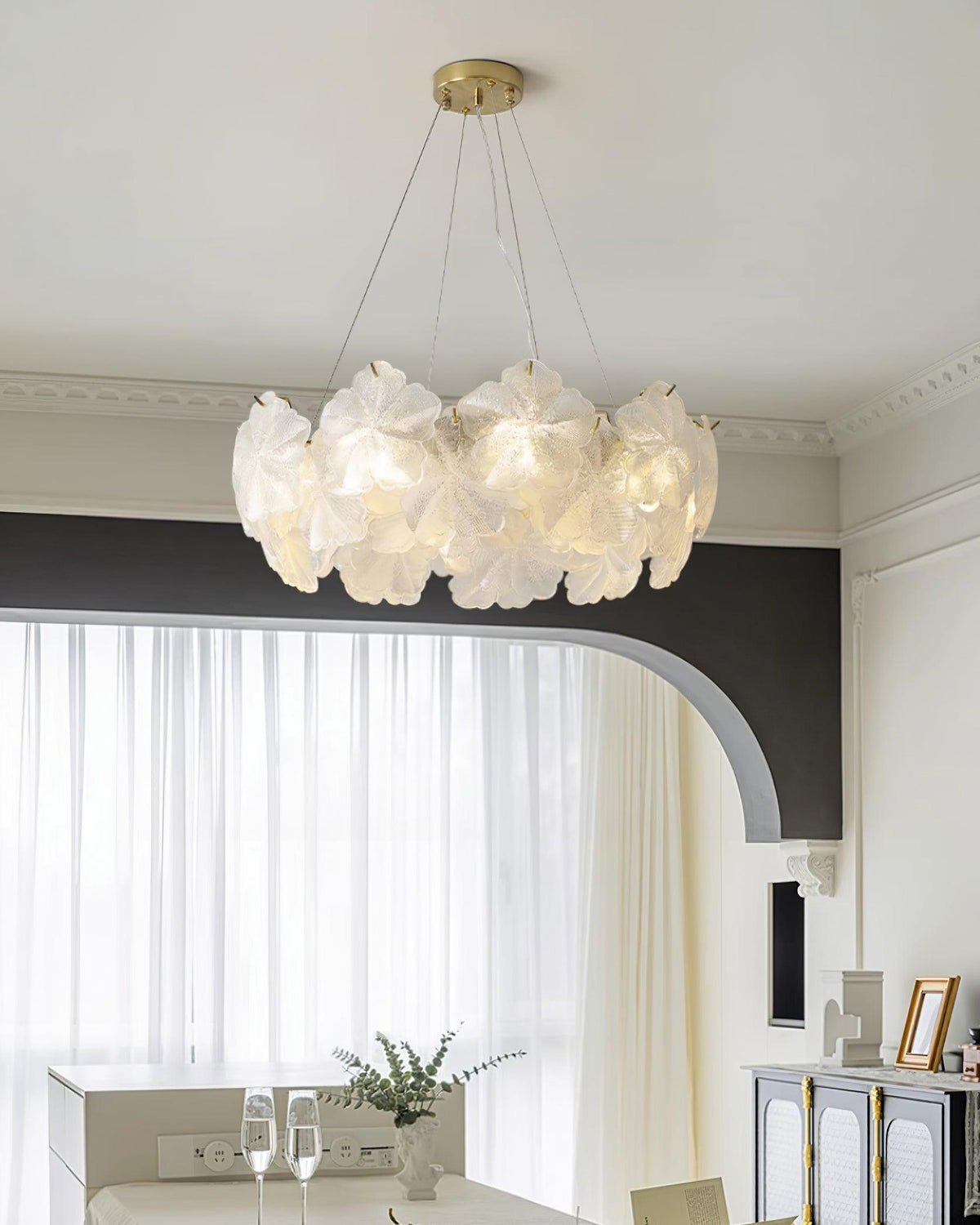 Valery Curated Mouth-Blown Frosted Glass Chandel – handcrafted surface texture