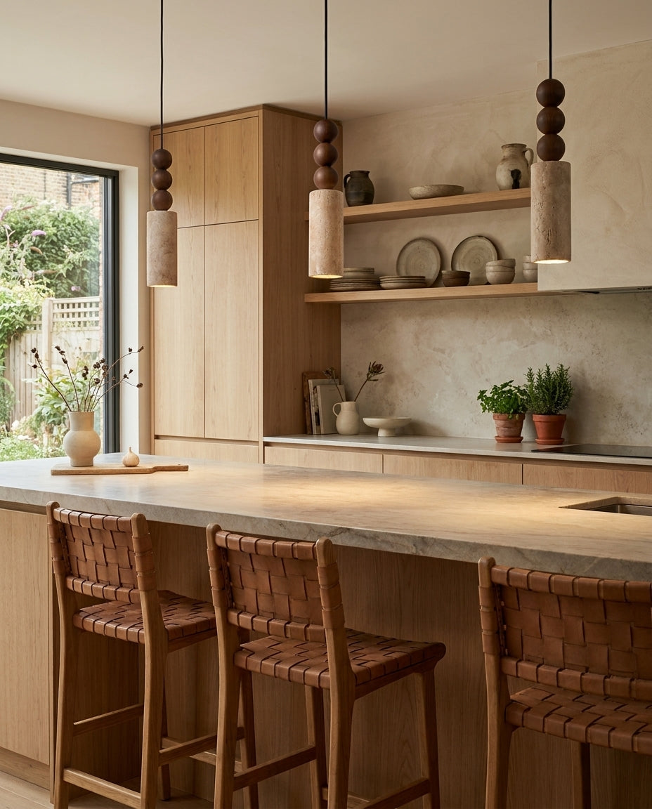 Valther Curated Yellow Travertine Pendant Light