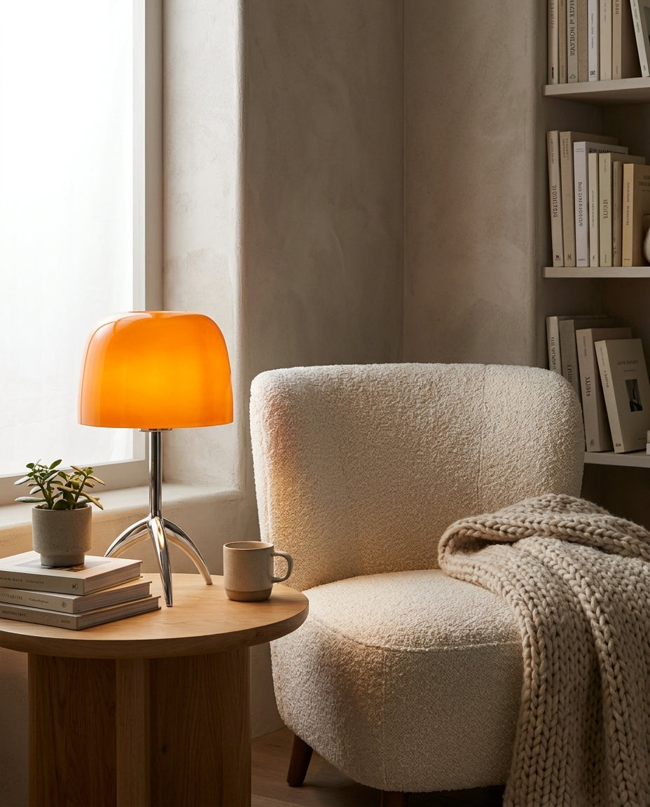 Vareon Curated Mouth-Blown Frosted Glass Table L – handcrafted surface texture