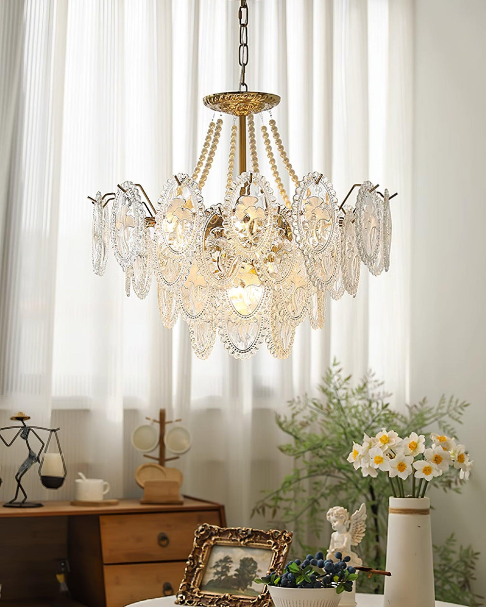 Varvara Curated Mouth-Blown Frosted Glass Chande