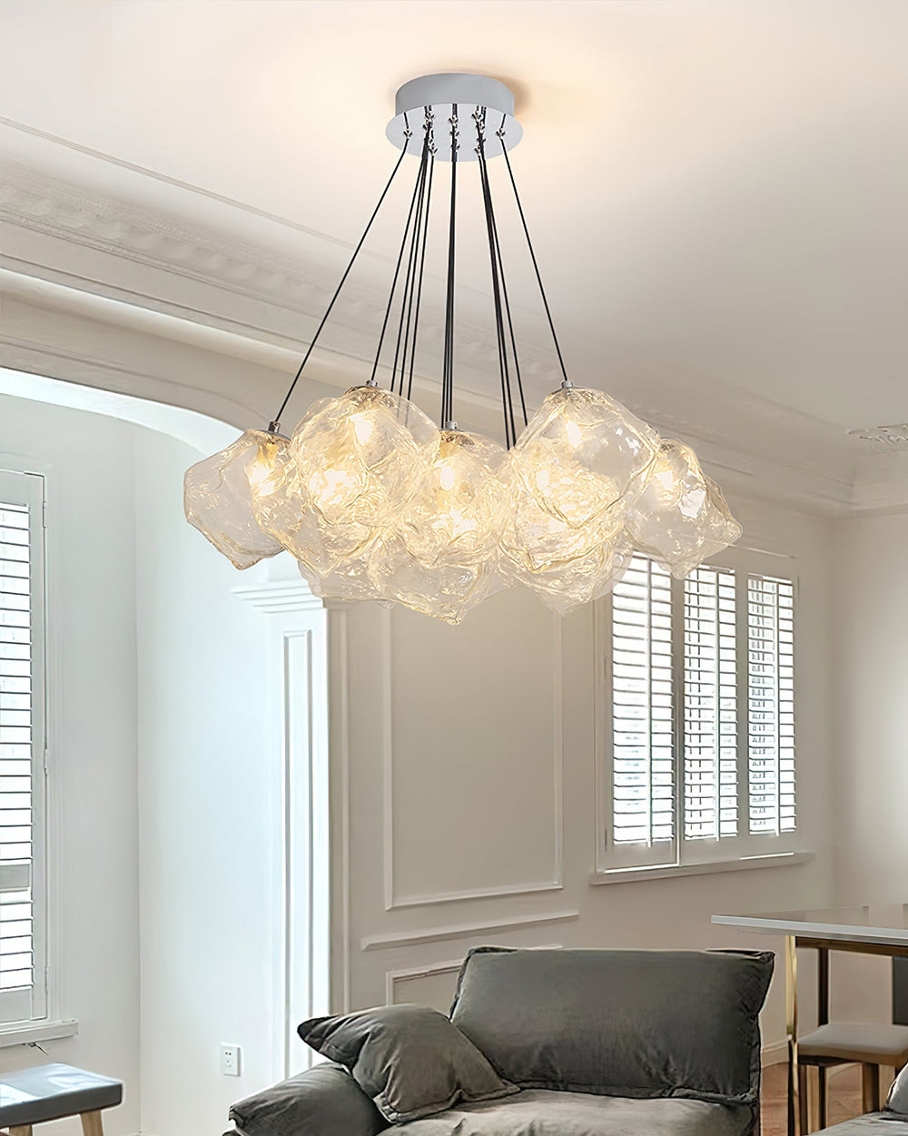 Vasare Curated Mouth-Blown Frosted Glass Chandel