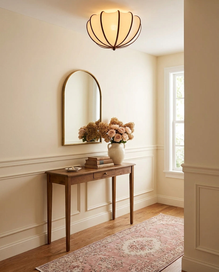 Velisse Curated Iron & Glass Flush Mount Ceiling – dimensional scale reference