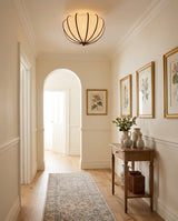 Velisse Curated Iron & Glass Flush Mount Ceiling – unlit natural material contrast