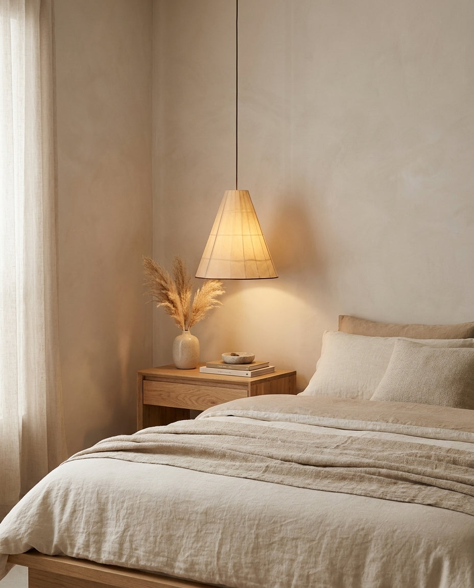 Vellmont Curated Finished Iron Pendant Light warm illuminated room view