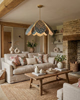 Velmira Curated Iron & Glass Pendant Light – side angled contour profile