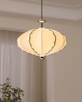 Velmira Curated Iron & Glass Pendant Light – illuminated warm ambiance setting