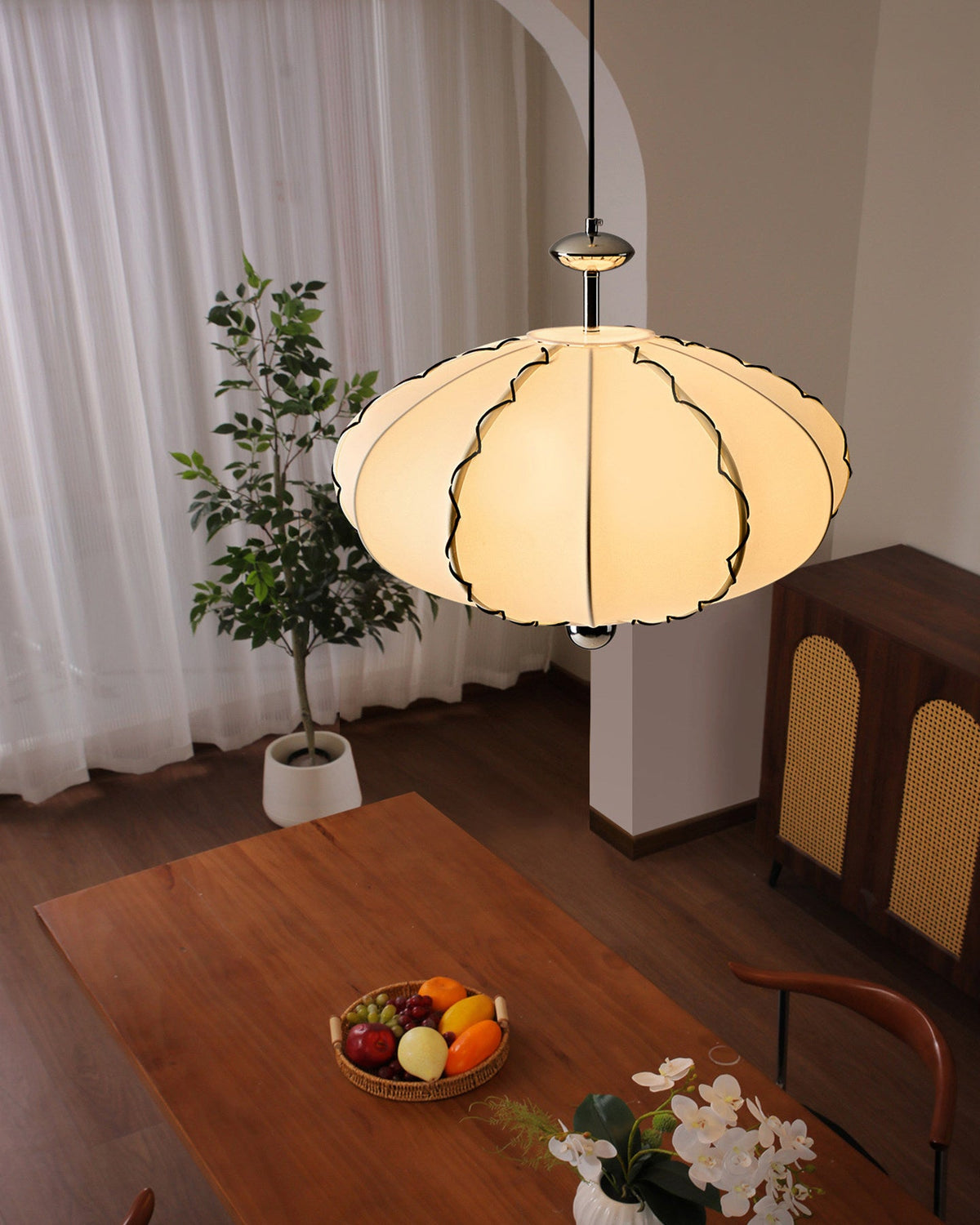 Velmira Curated Iron & Glass Pendant Light – dimensional scale reference