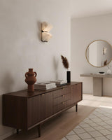 Velora Alabaster Curated Alabaster Wall Sconce – illuminated warm ambiance setting