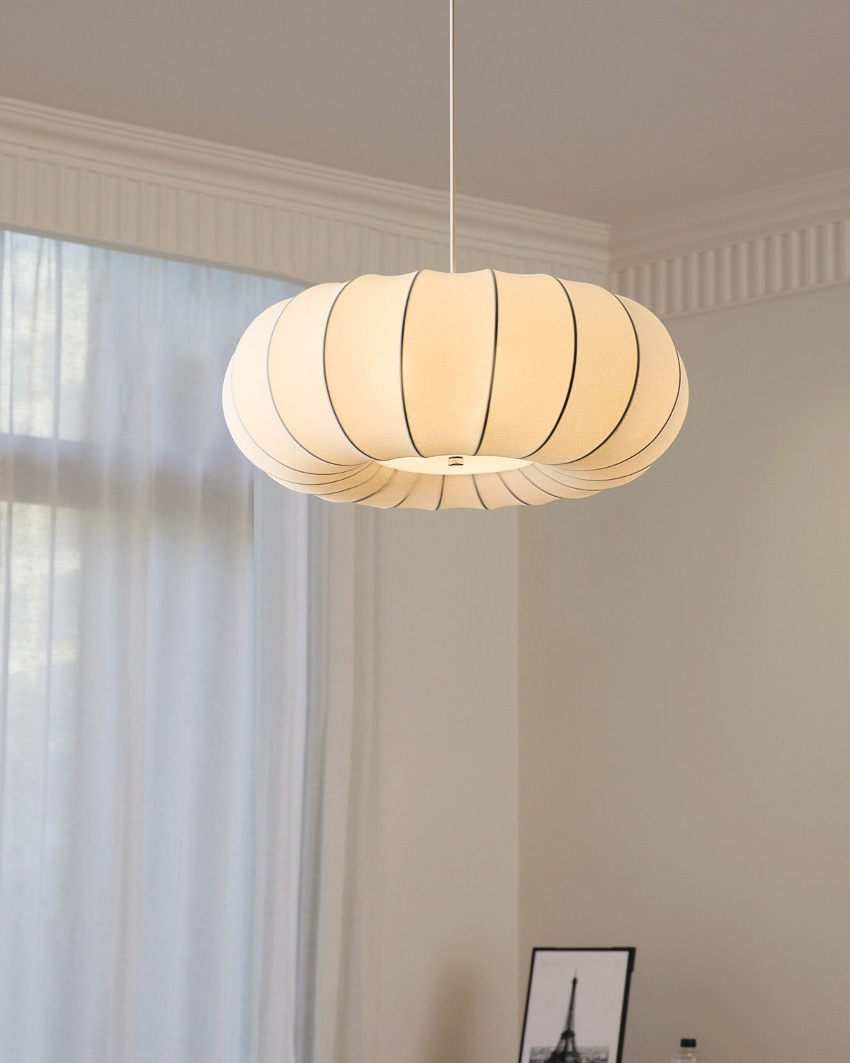 Iron & Glass craftsmanship detail on Velorin Curated Iron & Glass Pendant Light