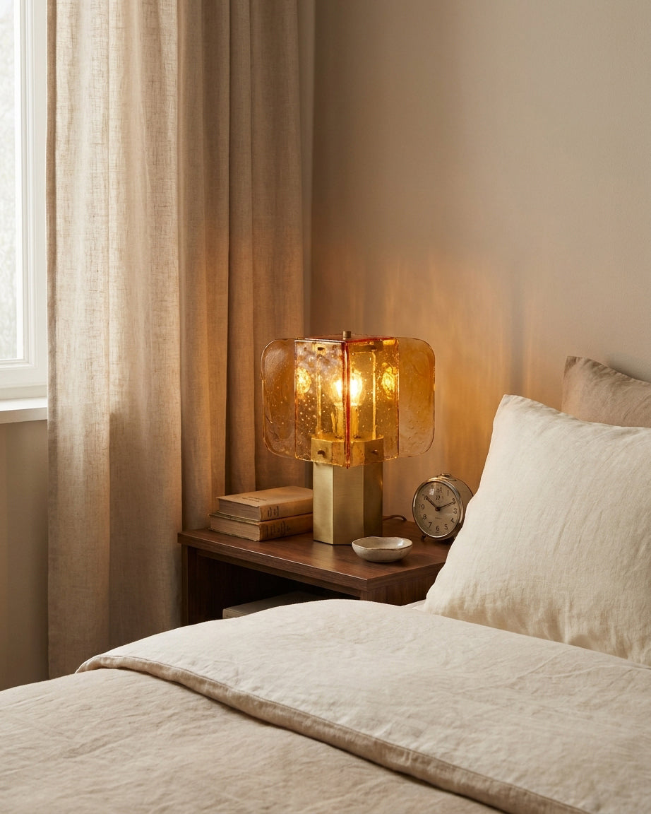 Veloura Curated Amber Art Glass Table Lamp