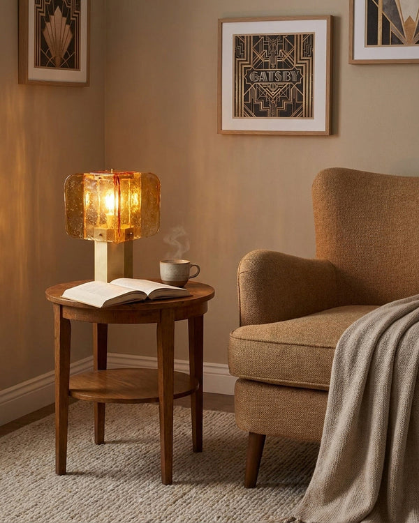 Veloura Curated Amber Art Glass Table Lamp