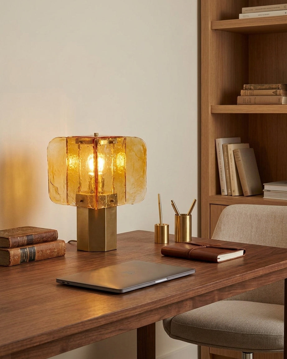 Veloura Curated Amber Art Glass Table Lamp