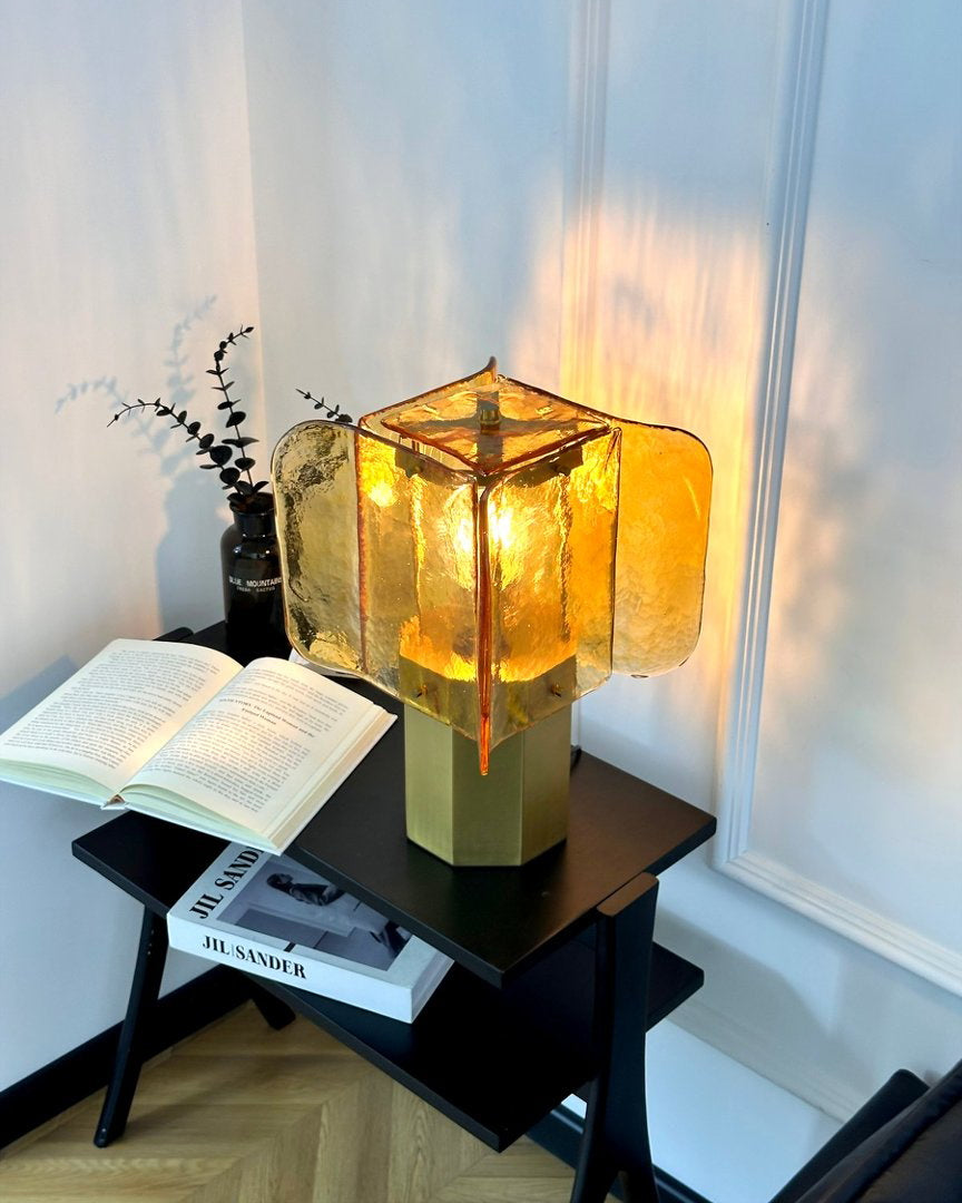 Veloura Curated Amber Art Glass Table Lamp – handcrafted surface texture
